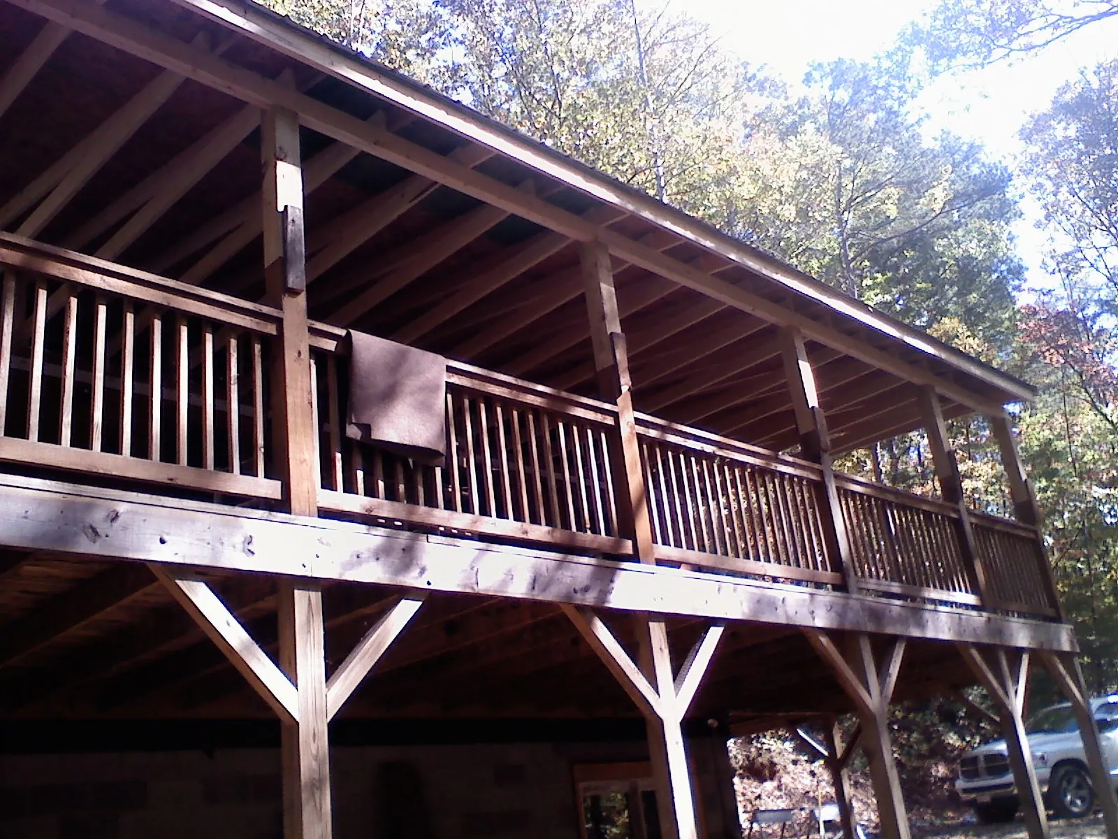 Timber framing under a new elevated porch and deck — Roof Leak Repair in Reno by Roofing Brothers